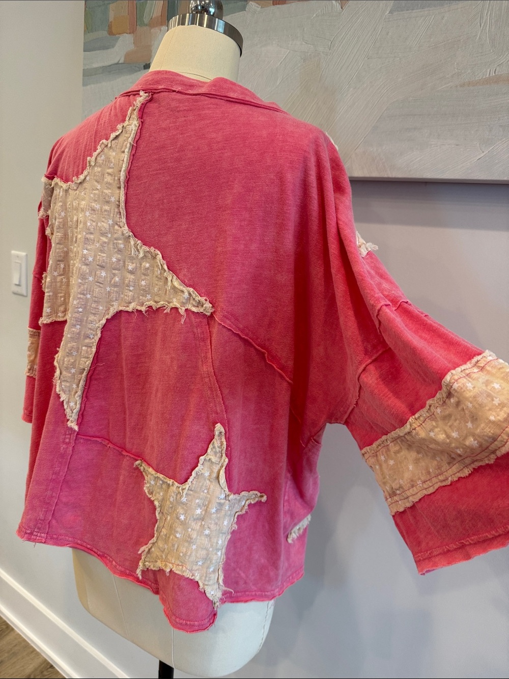 Oli & Hali Hot Pink Star Appliqué Boxy Sweatshirt- very generous size! - Picture 7 of 11